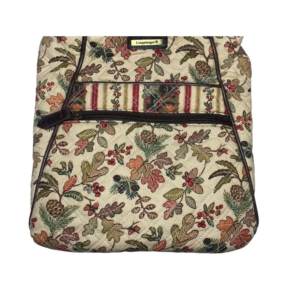 Longaberger Crossbody Bag Hipster Boho Purse Autumn Path Leaves Berries Pinecone
